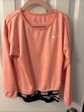 Nike Women's Peach Pink Dri-FIT Long Sleeve Sweatshirt